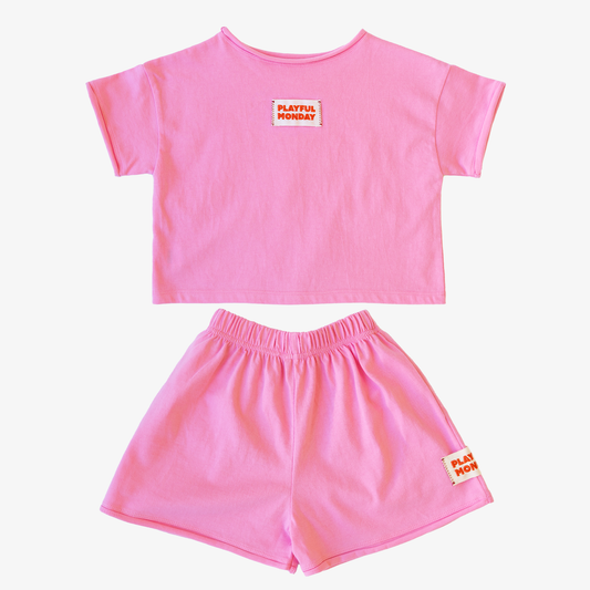 ☀️ Play Set — Short Sleeve + Shorts in Pink