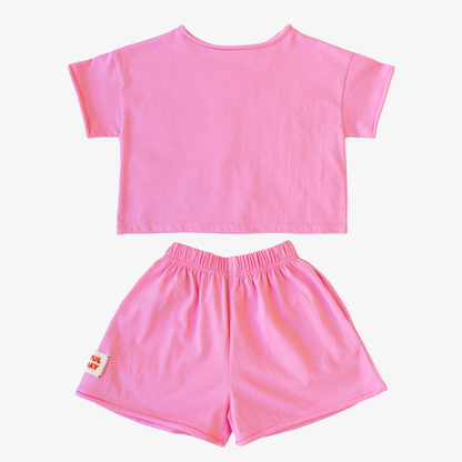 ☀️ Play Set — Short Sleeve + Shorts in Pink