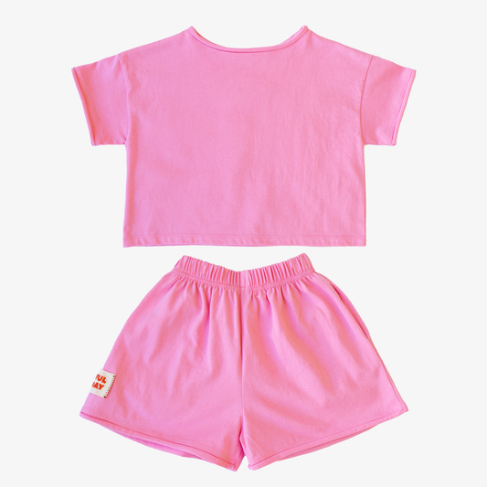 ☀️ Play Set — Short Sleeve + Shorts in Pink