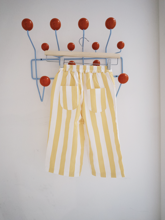 Stripe Button Detail Pants - Yellow