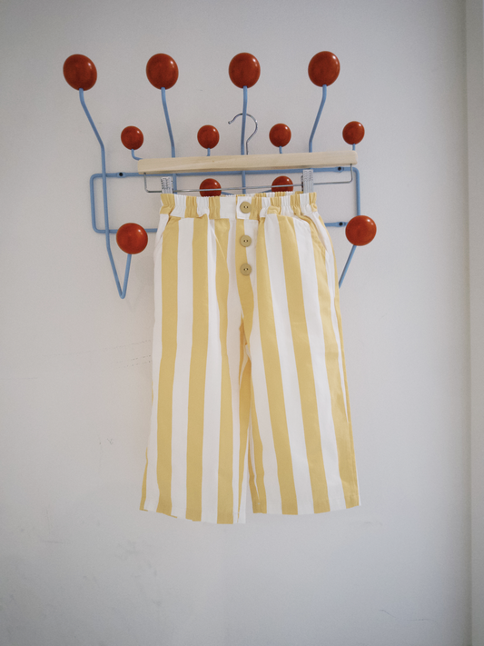 Stripe Button Detail Pants - Yellow