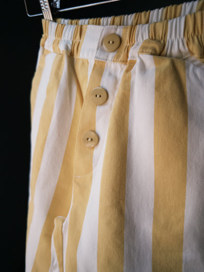 Stripe Button Detail Pants - Yellow