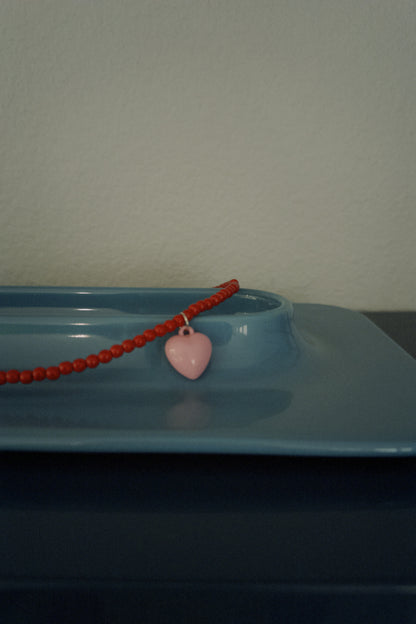 Big Heart Charm Bead Necklace
