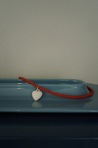 Big Heart Charm Bead Necklace