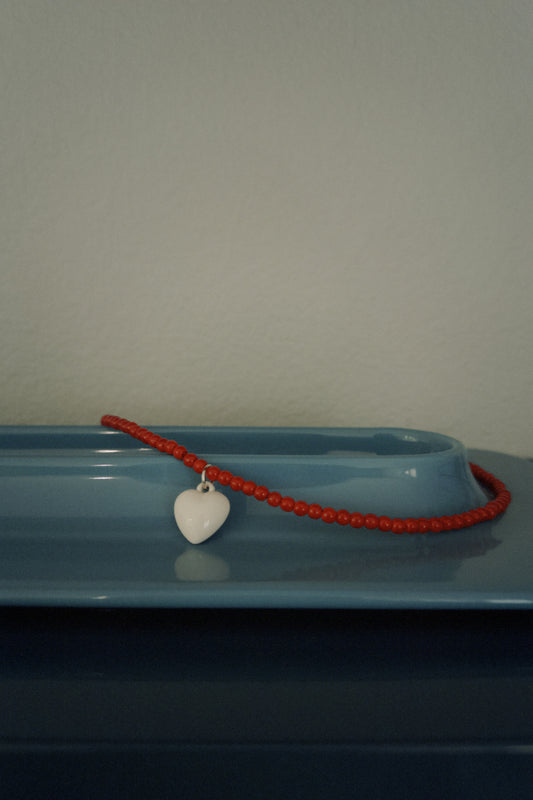 Big Heart Charm Bead Necklace