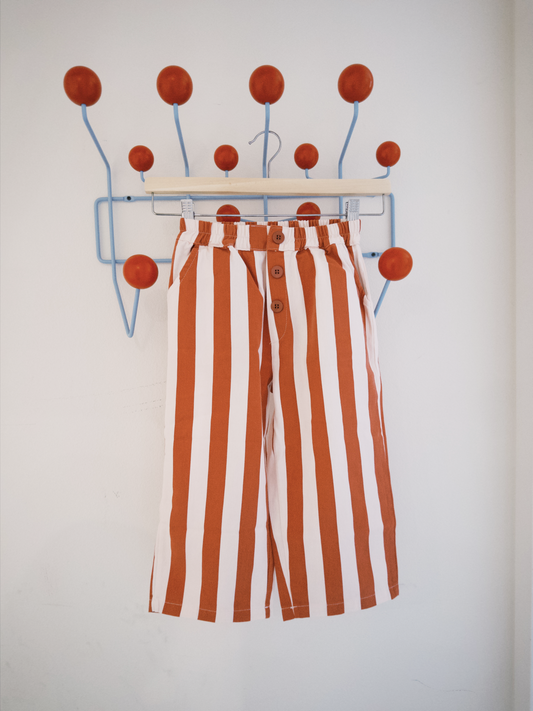 Stripe Button Detail Pants - Red