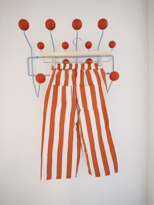 Stripe Button Detail Pants - Red